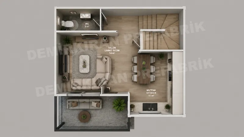 2+1 · 108 m² · Piętrowy dom prefabrykowany zdjęcie 8