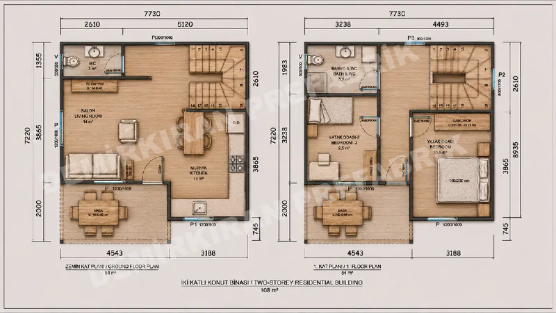 2+1 · 108 m² · Piętrowy dom prefabrykowany zdjęcie 9