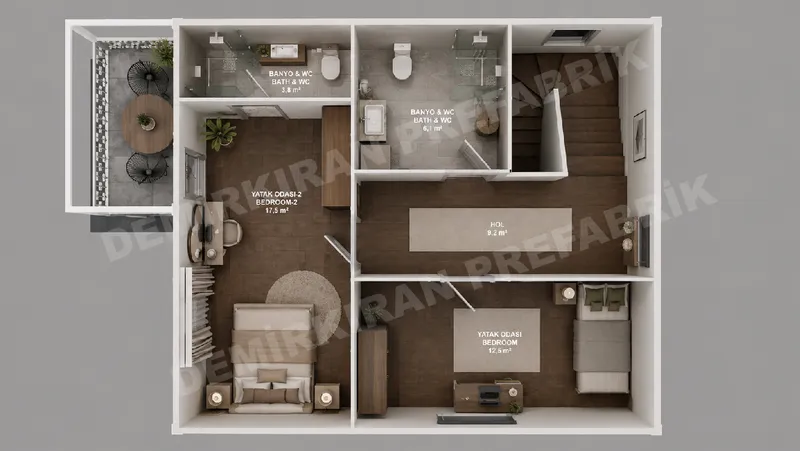 2+1 132 m² İki Katlı Prefabrik Konut görsel 10