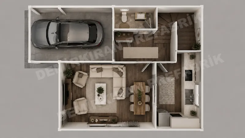 2+1 132 m² İki Katlı Prefabrik Konut görsel 11