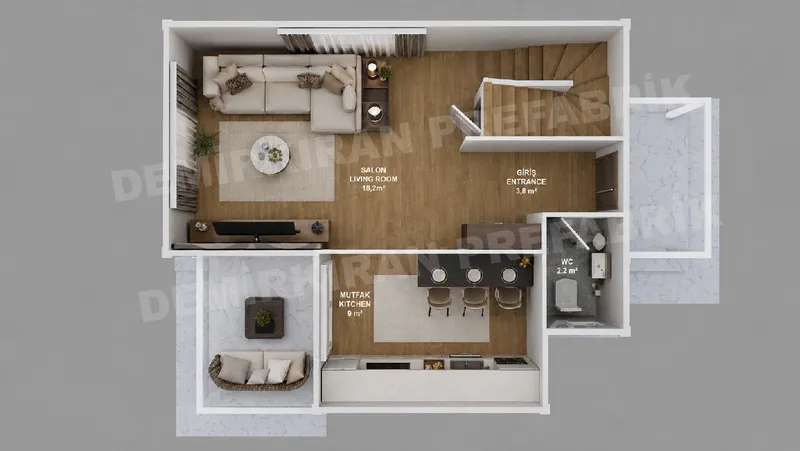 2+1 · 95 m² · Двухэтажный сборный дом изображение 9