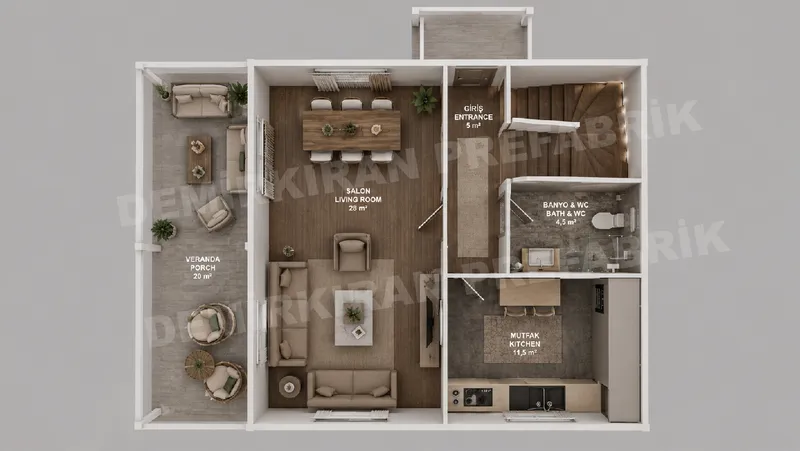 3+1 · 143 m² · Двоповерховий збірний будинок зображення 10