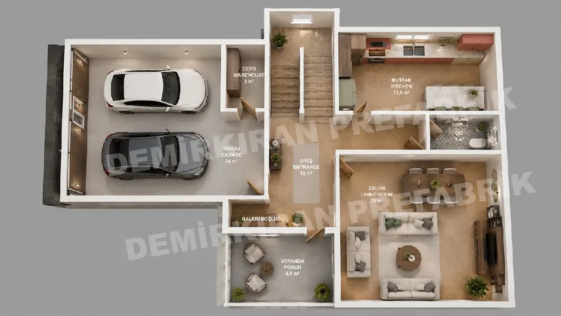 3+1 · 200 m² · Casa prefabbricata a due piani immagine 12