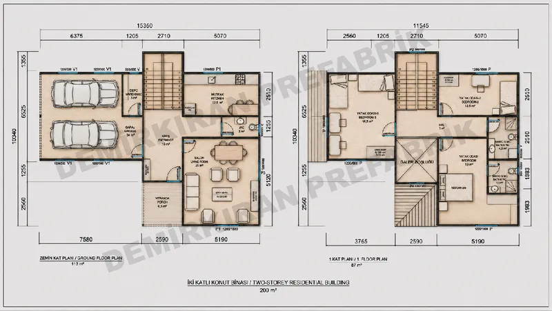 3+1 · 200 m² · Casa prefabbricata a due piani immagine 13