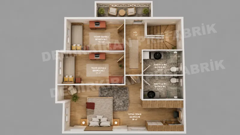 4+1 · 174 m² · Shtëpi e parafabrikuar dykatëshe imazh 7