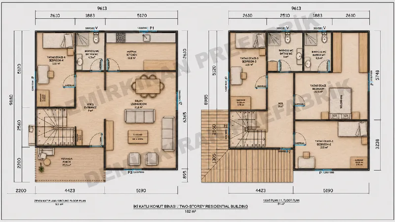 4+1 · 182 m² · Casa prefabbricata a due piani immagine 11