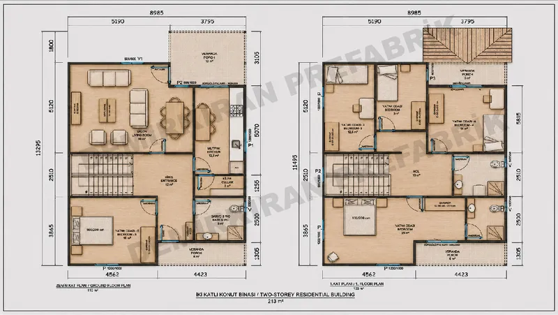 5+1 · 213 m² · Montažna kuća na sprat slika 11
