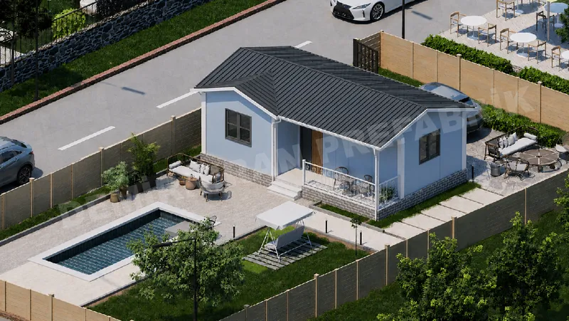 1+1 · 46 m² · Едноетажна сглобяема къща