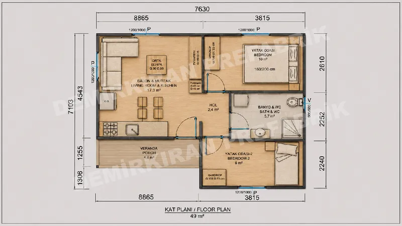 2+1 · 49 m² · Parterowy dom prefabrykowany zdjęcie 8