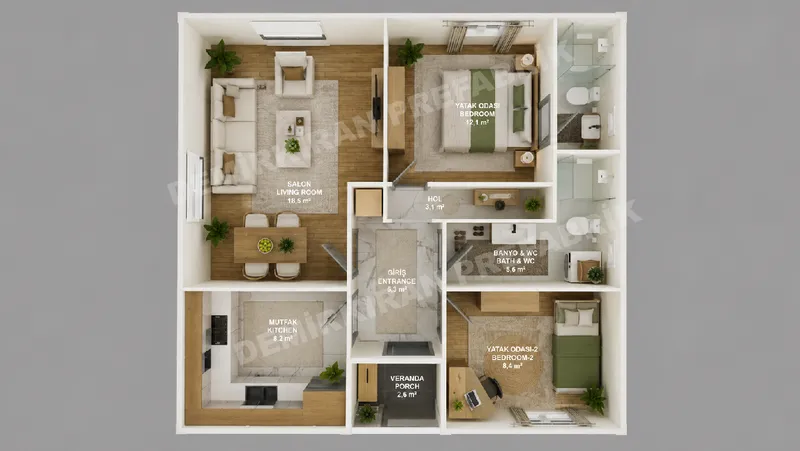 2+1 · 64 m² · Parterowy dom prefabrykowany zdjęcie 9