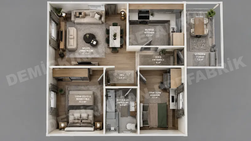 2+1 · 66 m² · Casă prefabricată parter imagine 8