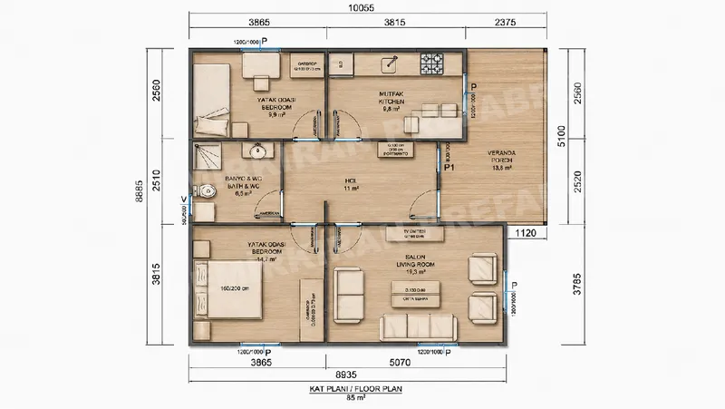 2+1 · 85 m² · Přízemní montovaný dům obrázek 9
