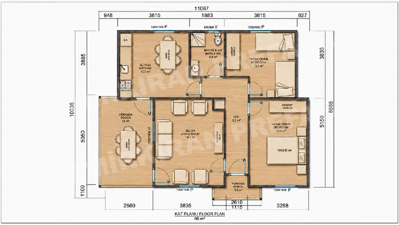 2+1 · 95 m² · Casa pré-fabricada térrea imagem 8