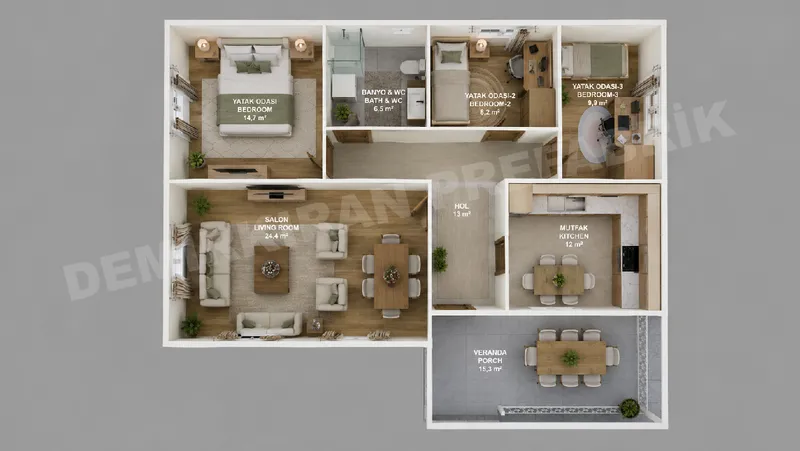 3+1 · 104 m² · Prizemna montažna kuća slika 6