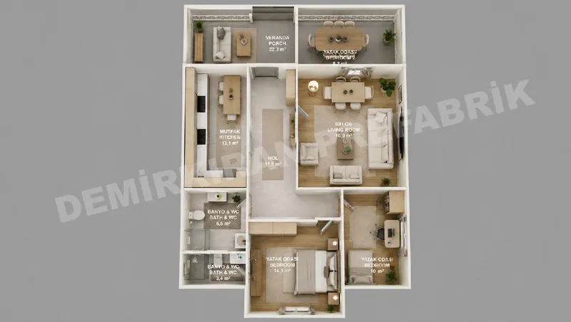 3+1 · 106 m² · Casă prefabricată parter imagine 7