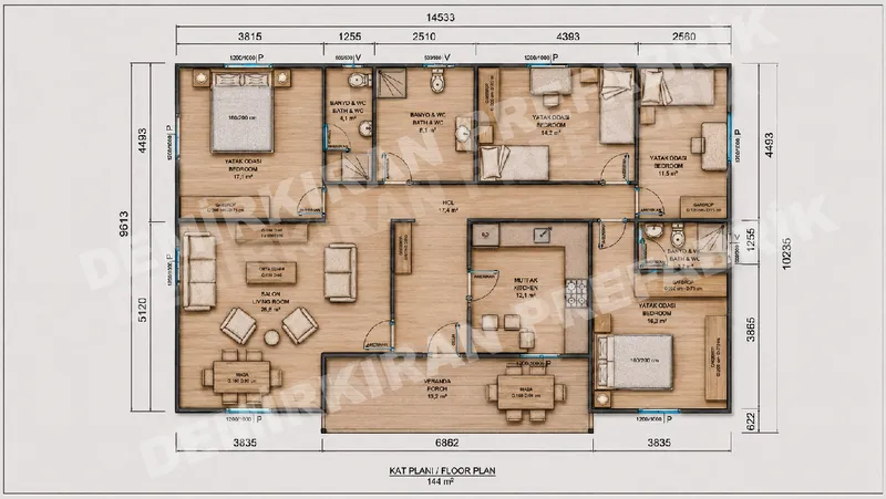 3+1 144 m² Tek Katlı Prefabrik Konut görsel 8