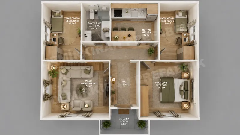 3+1 · 82 m² · Egyszintes előregyártott ház kép 7